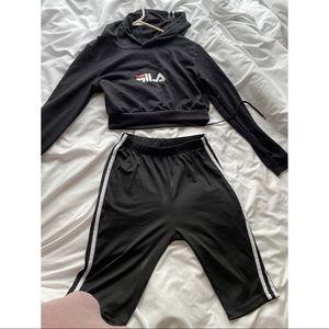 Matching biker shorts and cropped sweater